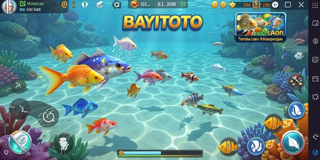 Tampilan gameplay seru dalam BAYITOTO saat menembak ikan.