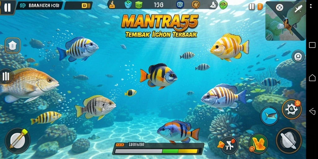 Tampilan screenshot gameplay Tembak Ikan MANTRA55 yang menegangkan.