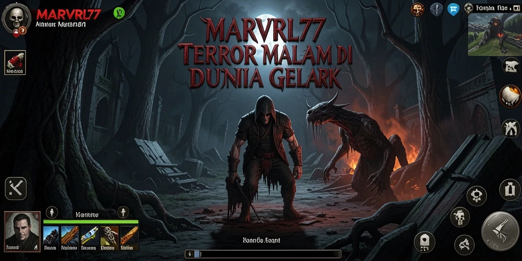 Tampilan gameplay <strong>MARVRL77</strong> yang mencekam dengan suasana gelap dan menakutkan.