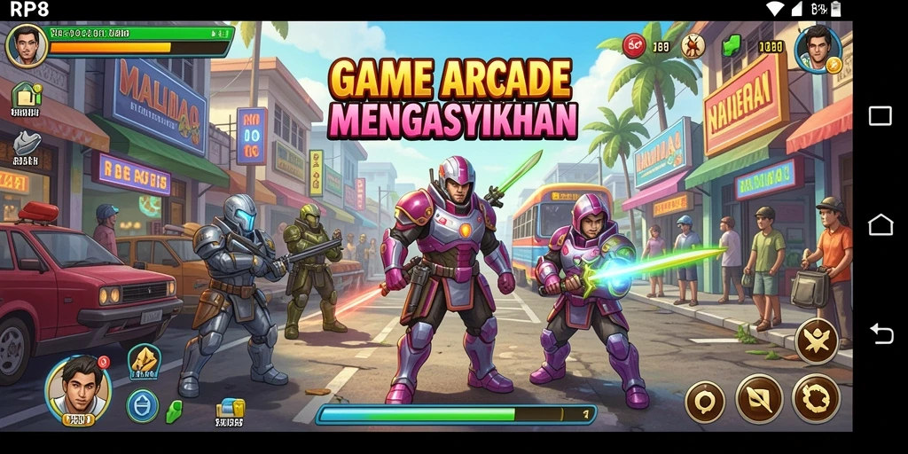 Gameplay seru dan menantang dari RP8, penuh warna dan aksi.