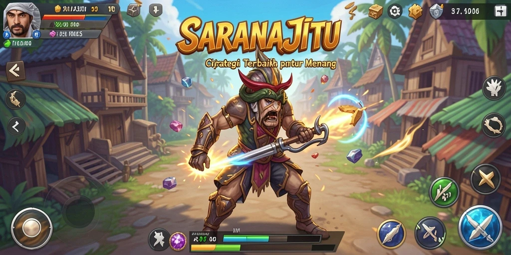 Screenshot menampilkan gameplay SARANAJITU dengan aksi strategi yang seru.