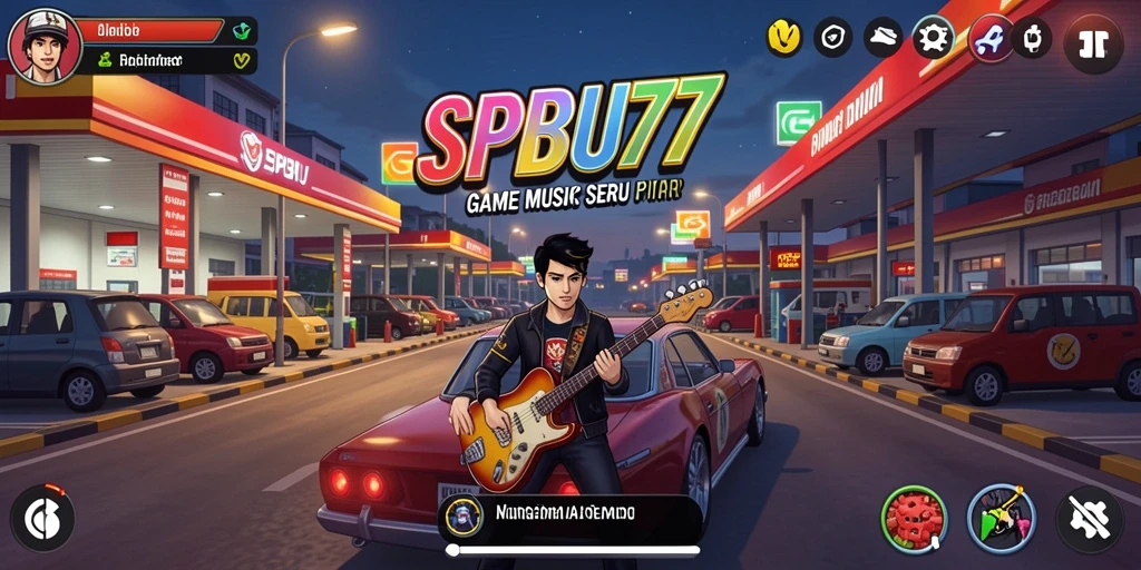 Tampilan gameplay SPBU77 yang menarik dan penuh warna.