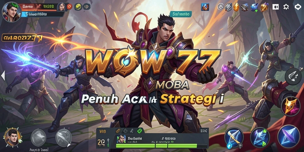 Screenshot gameplay seru dari WOW77 dengan aksi MOBA yang intens.